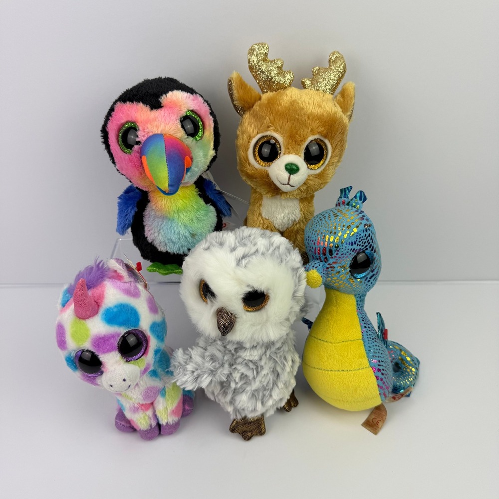 Ty Beanie Boos Plush Lot of 5 Collectible Glitter Eyes Multicolor Small